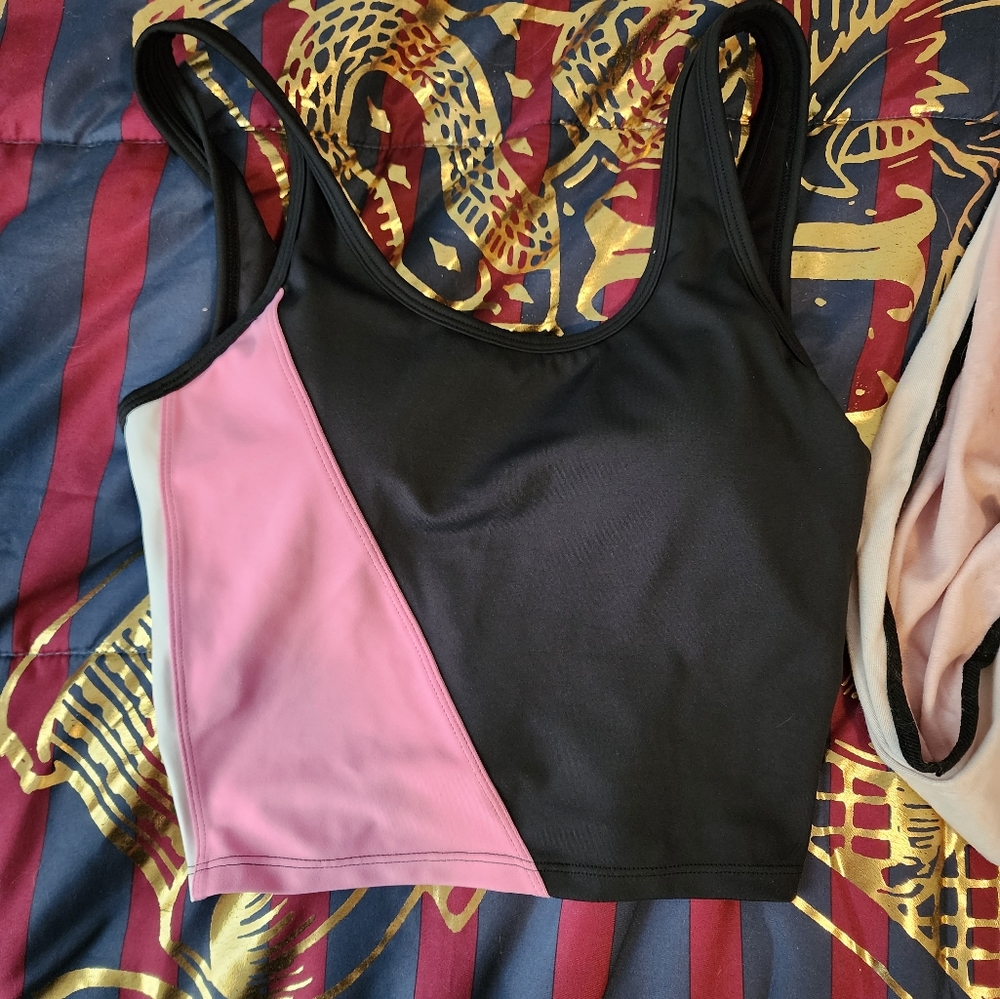 ZYIA Black and Pink Crop Tank Top